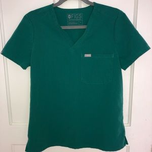 FIGS Catarina One Pocket Scrub Top- Hunter Green